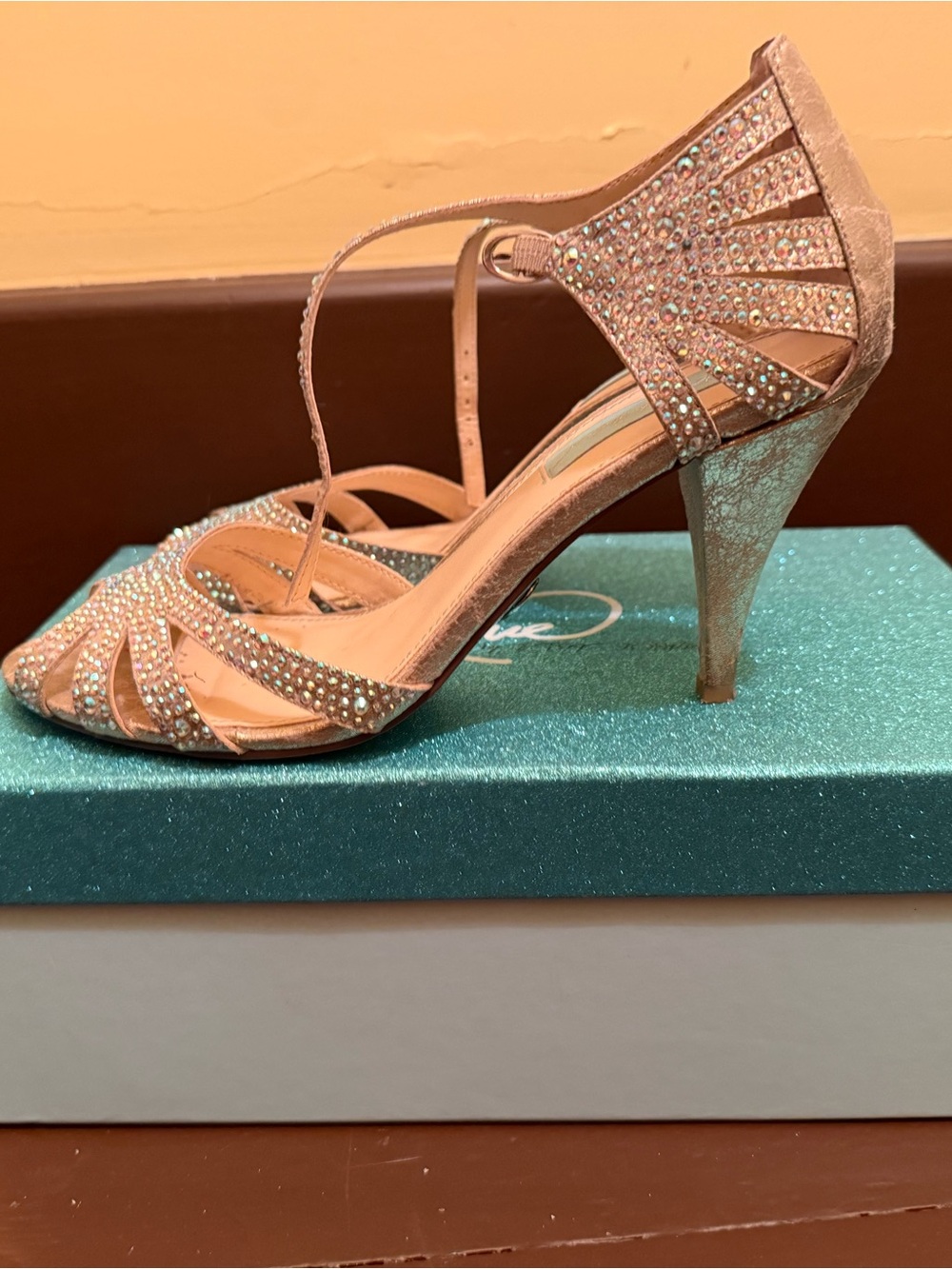 Blue by Betsey Johnson Embellished Strappy High Heel Sandals - Rose Gold